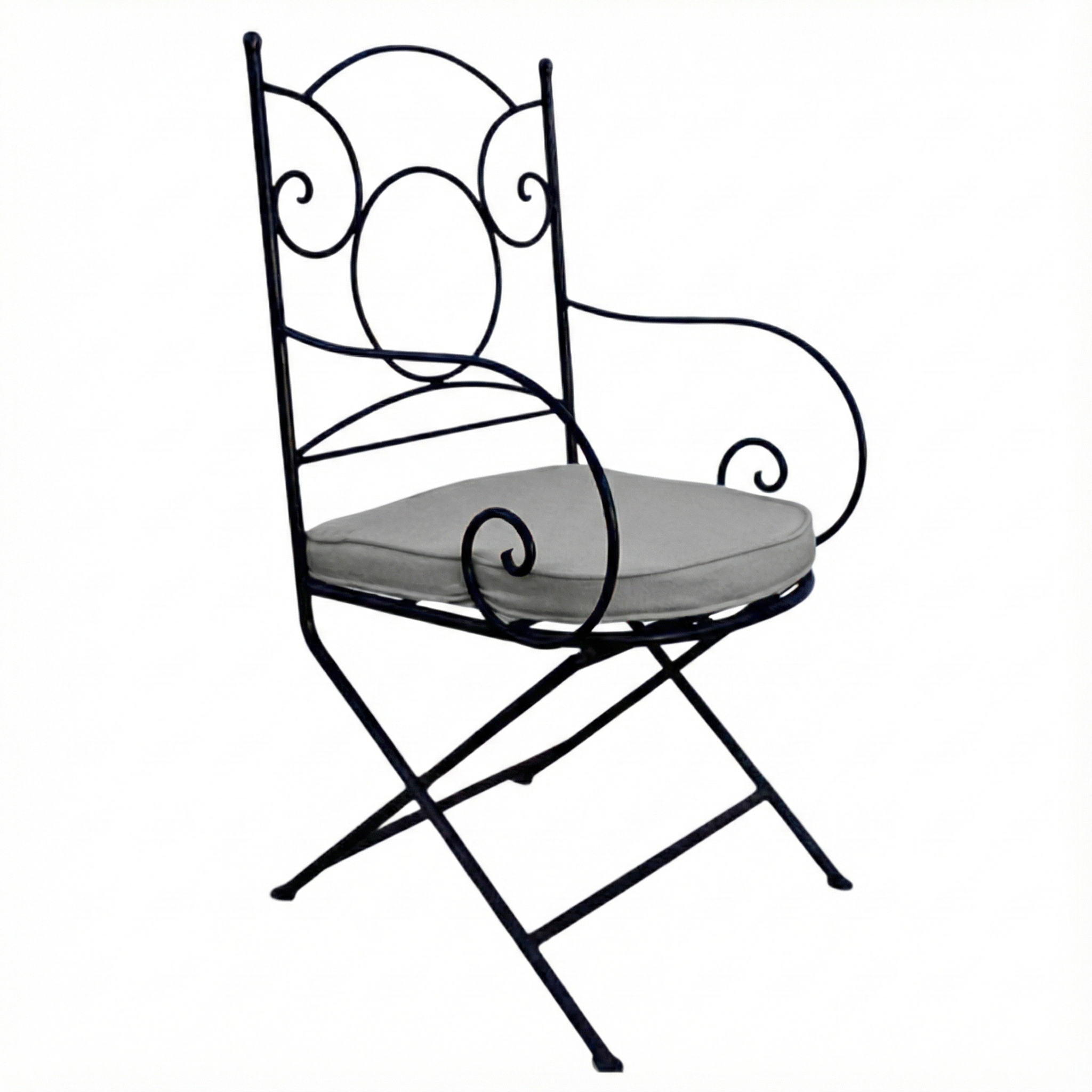 Fauteuil exterieur metal ideal avec coussin gris pour mobilier contemporain