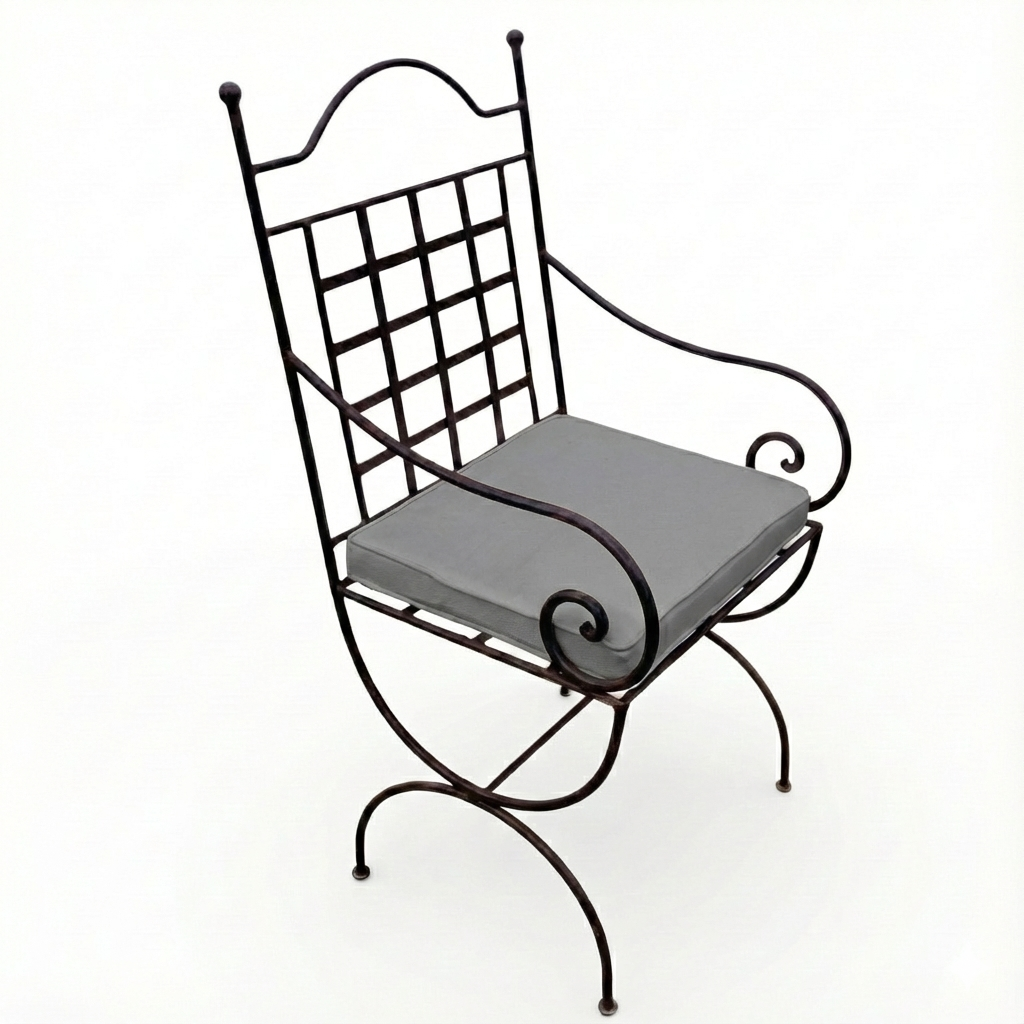 Fauteuil exterieur metal marina avec coussin gris pour mobilier contemporain