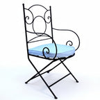 Fauteuil fer forge ideal avec coussin blanc pour salon de jardin artisanal