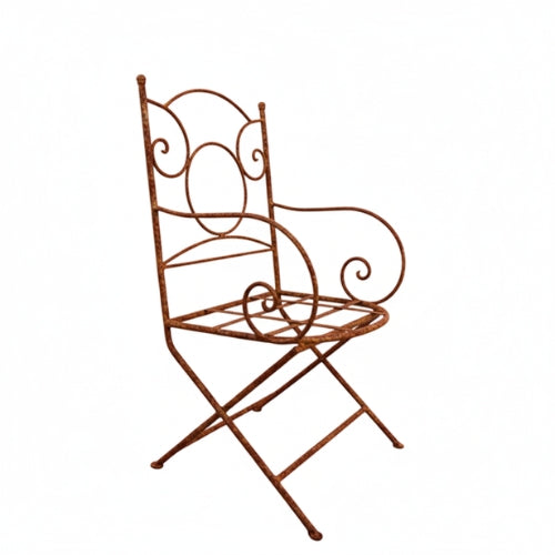 Fauteuil en fer forge ideal sans coussin pour mobilier de jardin artisanal