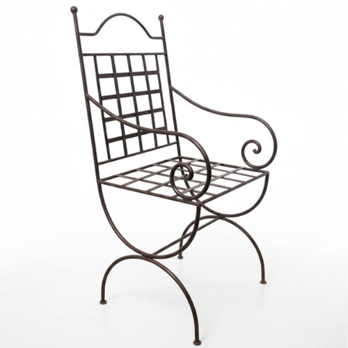 Fauteuil en fer forge marina sans coussin pour mobilier de jardin artisanal