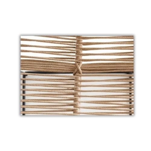 Chaise Design en Corde Tressée Beige et Métal Noir pour Jardin, Terrasse et Intérieur