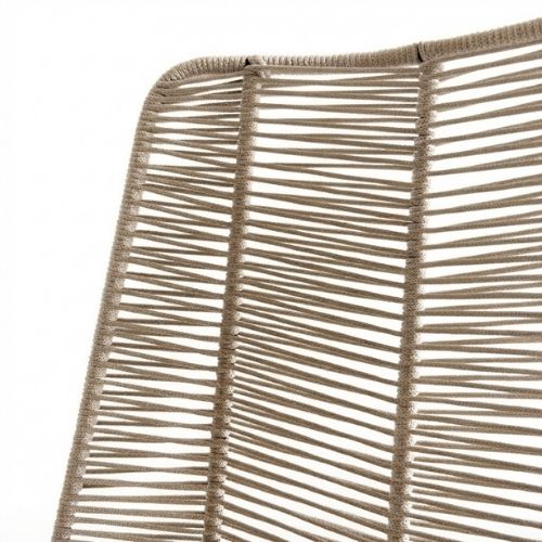 Chaise Design en Corde Tressée Beige et Métal Noir pour Jardin, Terrasse et Intérieur