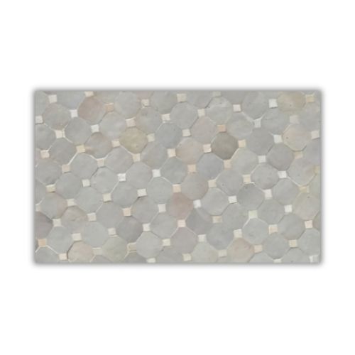 Table ronde en zellige Ø 120 cm Beige – Table artisanale marocaine avec pied fixe noir en fer forgé