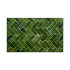 Table en zellige 150 × 100 cm Vert Tamegroute – Table artisanale en béton avec pied fixe en fer forgé noir