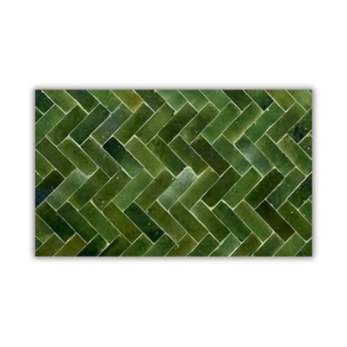 Table en zellige 150 × 100 cm Vert Tamegroute – Table artisanale en béton avec pied fixe en fer forgé noir