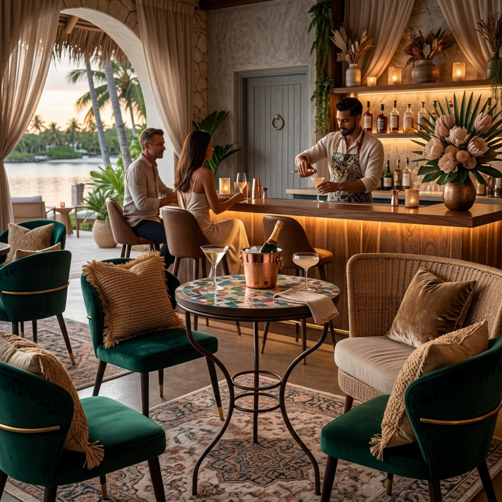 Table Ronde en Zellige Multicolore Ø60 cm | Table de Jardin Extérieure Compacte, Table Balcon &amp; Table d’Appoint Design | Pied en Fer Forgé Rouillé | Installation Incluse