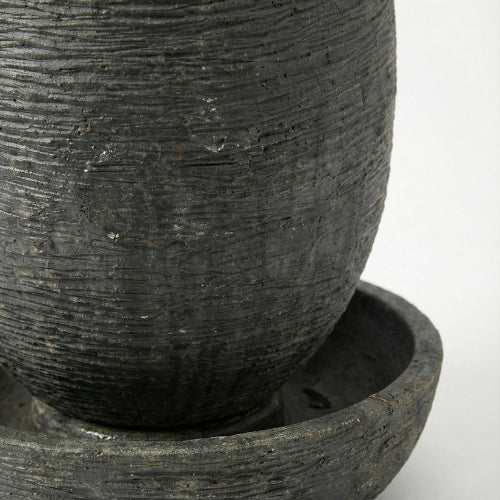 Fontaine ovale en resine ciment fibre de verre installation simple sur sol plat exterieur