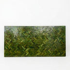 Table en zellige 200 × 100 cm Vert Tamegroute – Table artisanale marocaine avec plateau en résine et pied fixe noir en fer forgé