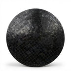 Table ronde en zellige Ø 120 cm noire – Table artisanale en béton avec pied fixe en fer forgé noir