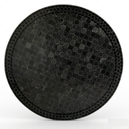 Plateau rond en zellige marocain noir Ø120 cm avec mosaïque artisanale posée à la main et nuances profondes