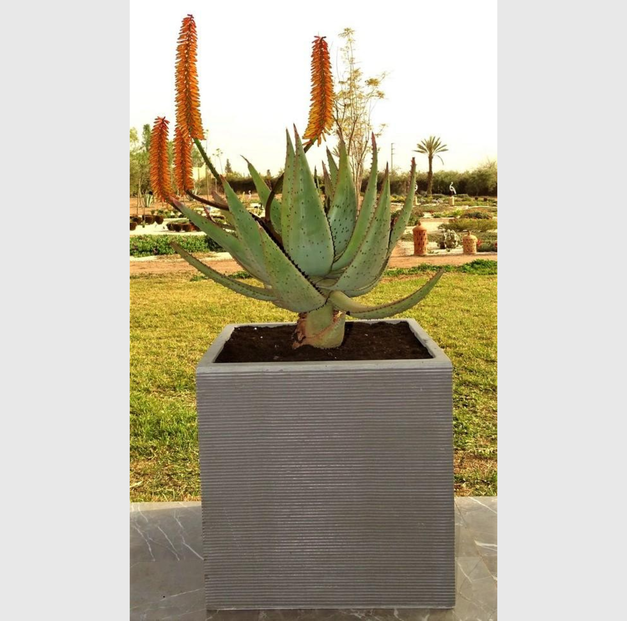 pot de jardin cubique polystone gris 45x45x45 cm usage exterieur