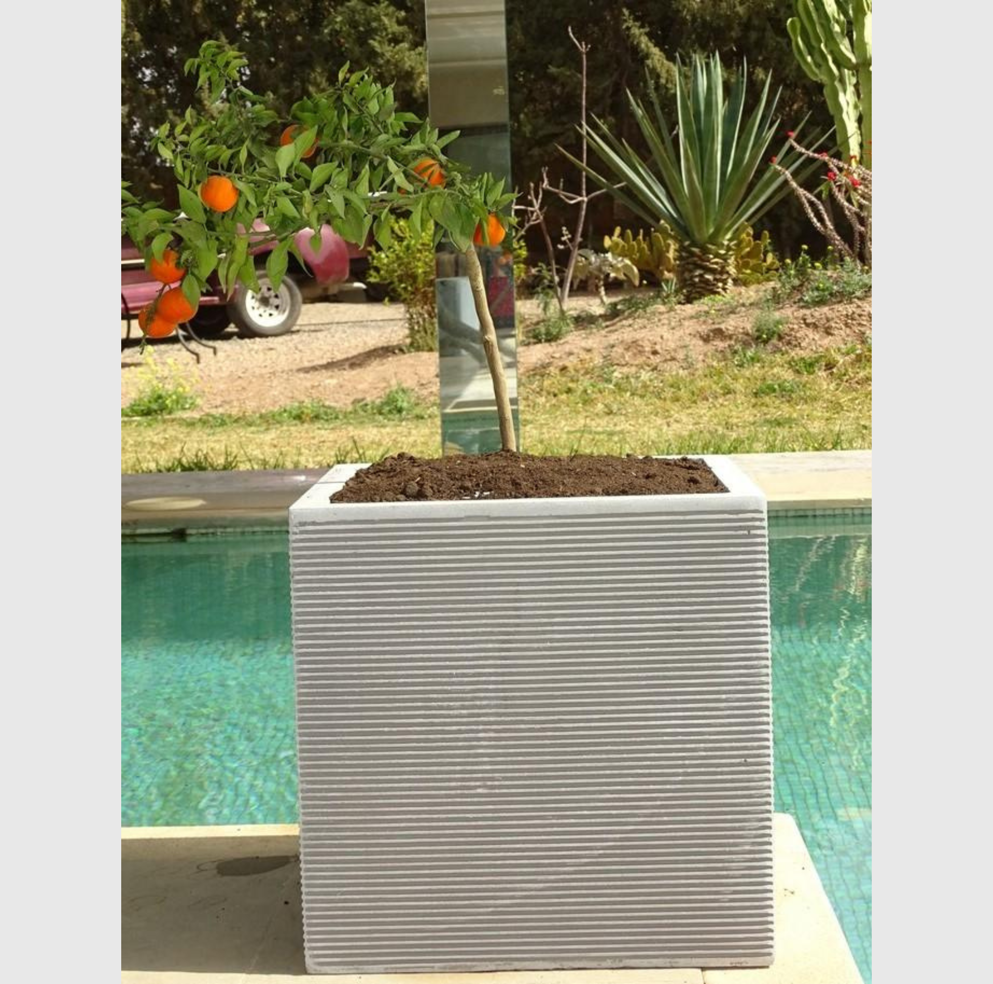 pot de jardin cubique polystone gris 60x60x60 cm usage extérieur