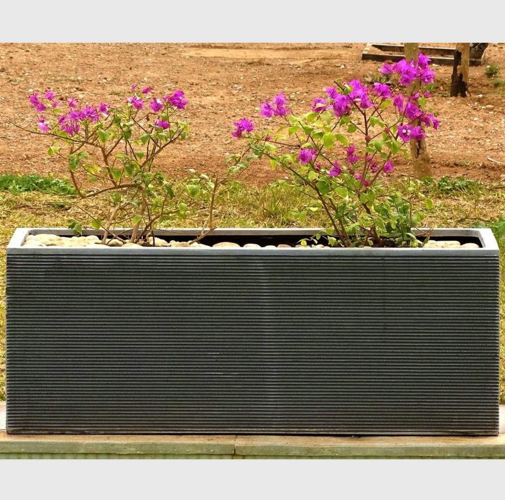 pot jardin polystone ardoise vue angle latéral pour terrasse et jardin