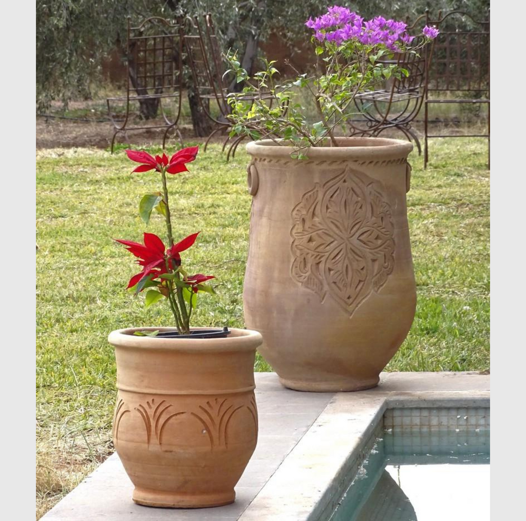 Grand pot en terre cuite respirant Ø48 cm H70 cm concu pour arbustes et developpement des racines jardin terrasse