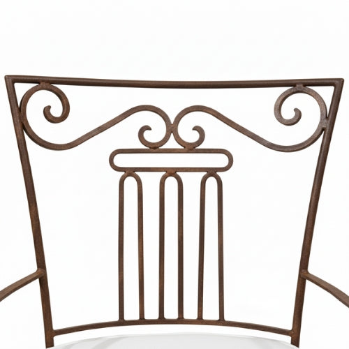 Structure en fer forgé noir du fauteuil moustache avec dossier travaillé artisanal