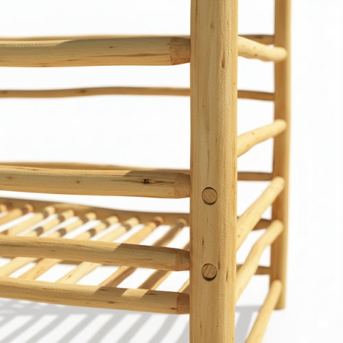 Structure complète du lit de repos en branches d’eucalyptus assemblées à la main pour usage extérieur