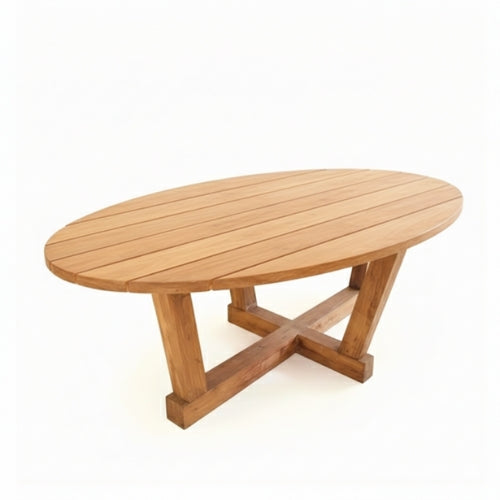 Table ovale en teck massif 220, 250 ou 300 cm en teck naturel pour intérieur et extérieur