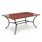 Table zellige rectangulaire rouge bordeaux avec pied fixe en fer forgé noir