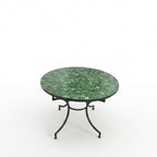 Vue de dessus du plateau rond en zellige vert de la table Ø 100 cm