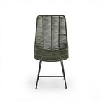 Chaise Design en Corde Tressée Vert Olive et Métal Noir pour Jardin, Terrasse et Intérieur