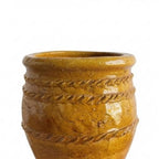 Pot en Terre Cuite Émaillé Jaune – Décoration Artisanale pour Jardin et Intérieur