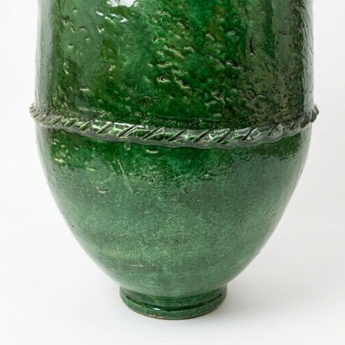 Grand pot de jardin en terre cuite émaillé vert Tamegroute – Artisanat marocain authentique pour intérieur et extérieur
