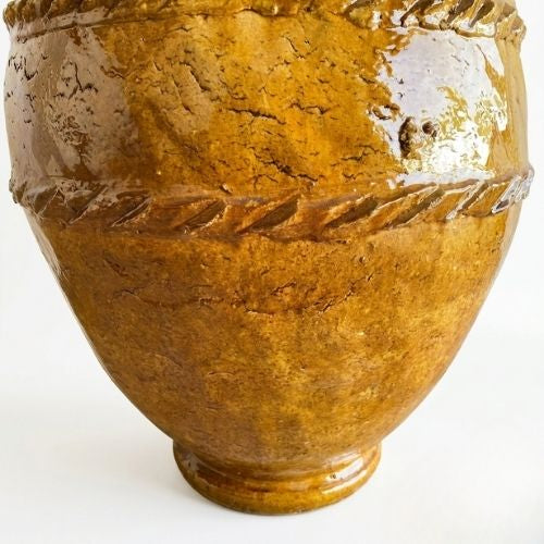Pot en Terre Cuite Émaillé Jaune – Décoration Artisanale pour Jardin et Intérieur